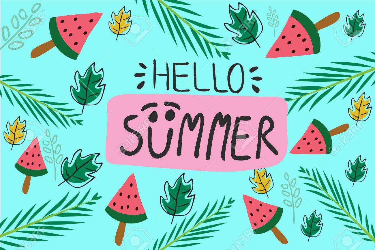 Hello Summer Banner Holiday Trendy Texture Summer Wallpaper 1300x866