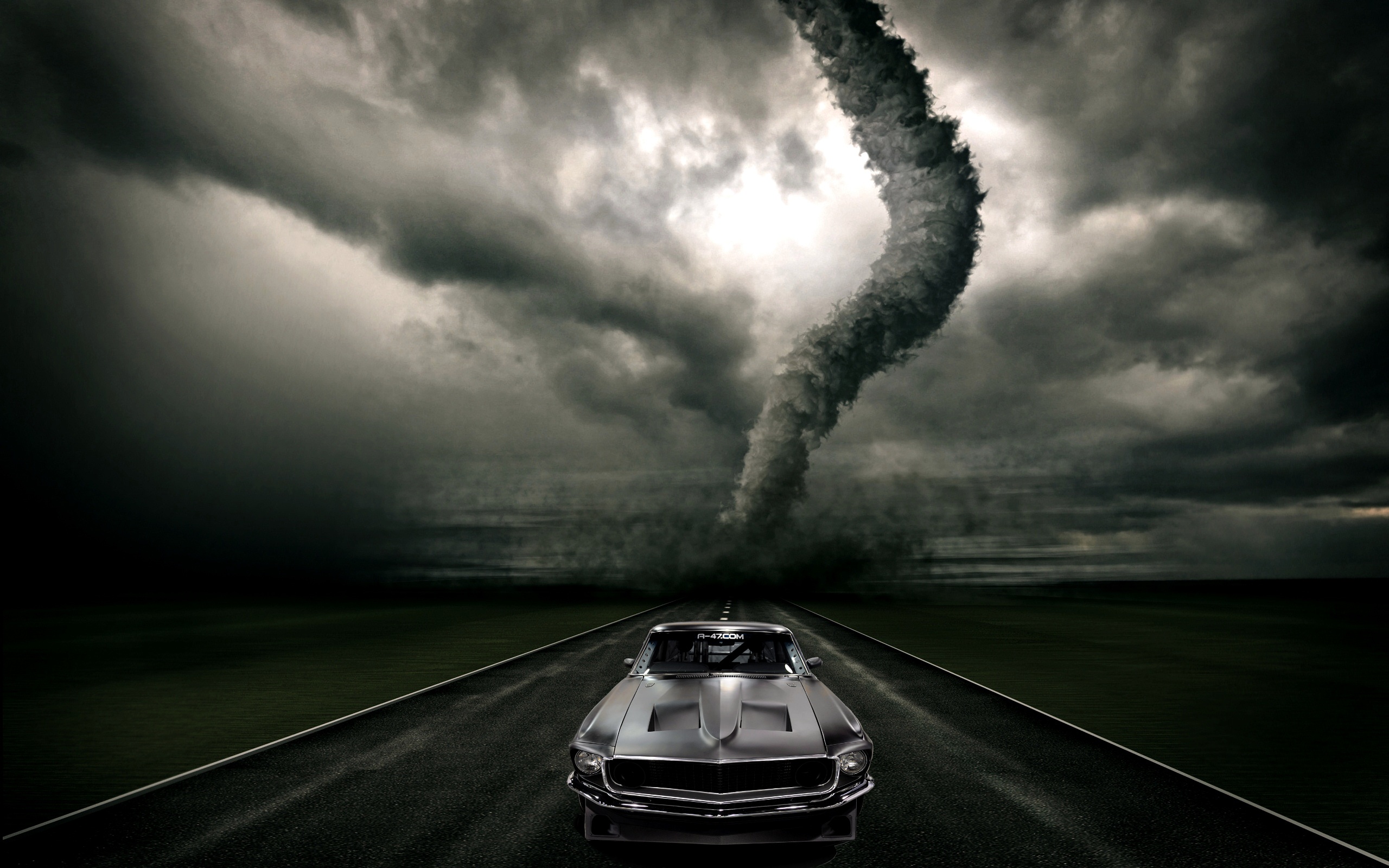 Ford Mustang Muscle Tornado Classic Storm Dark Road Sky Creative