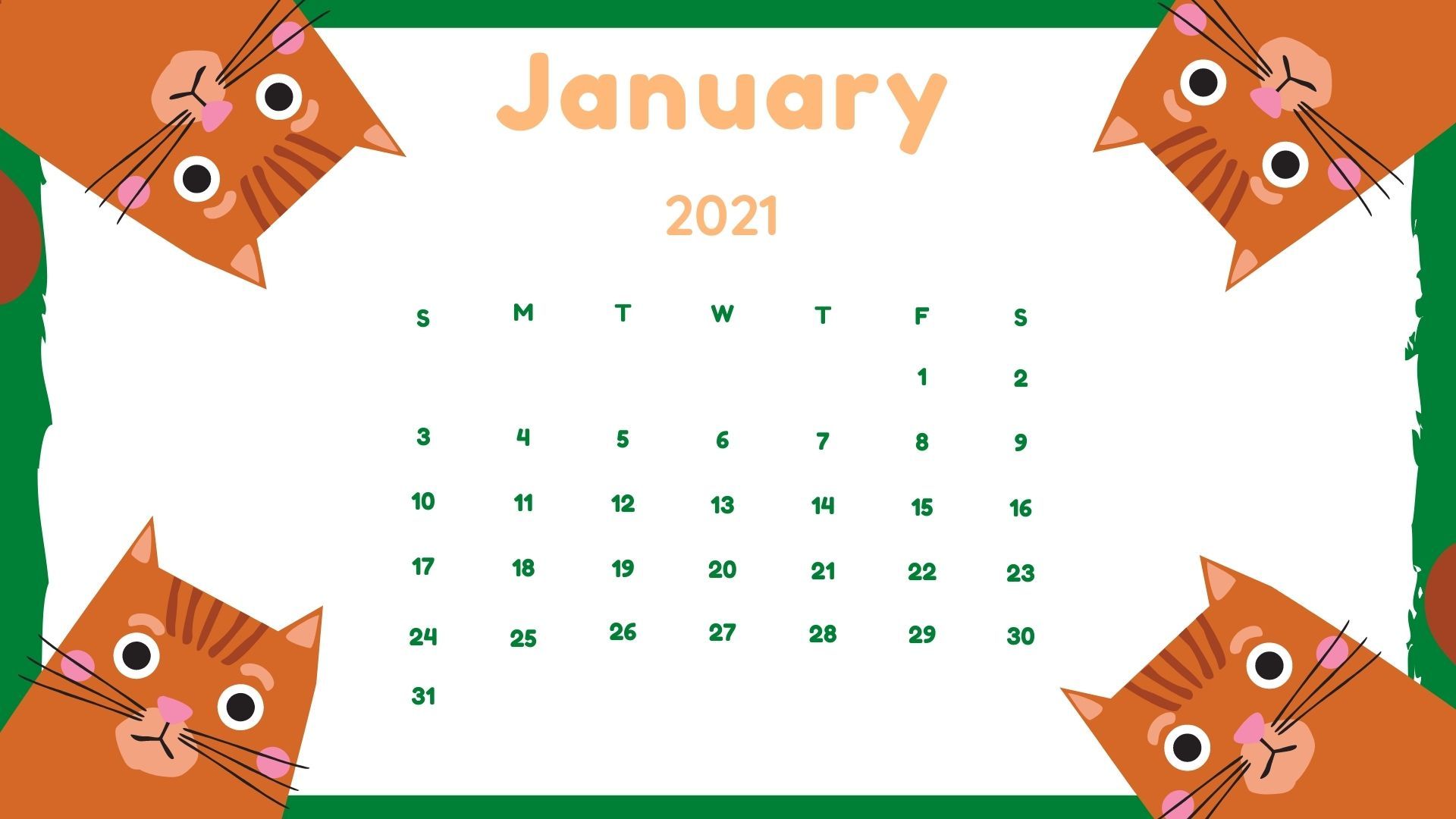 January HD Calendar Wallpaper Printable