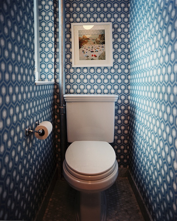 David Hicks Hexagon Wallpaper Contemporary Bathroom Lonny Magazine