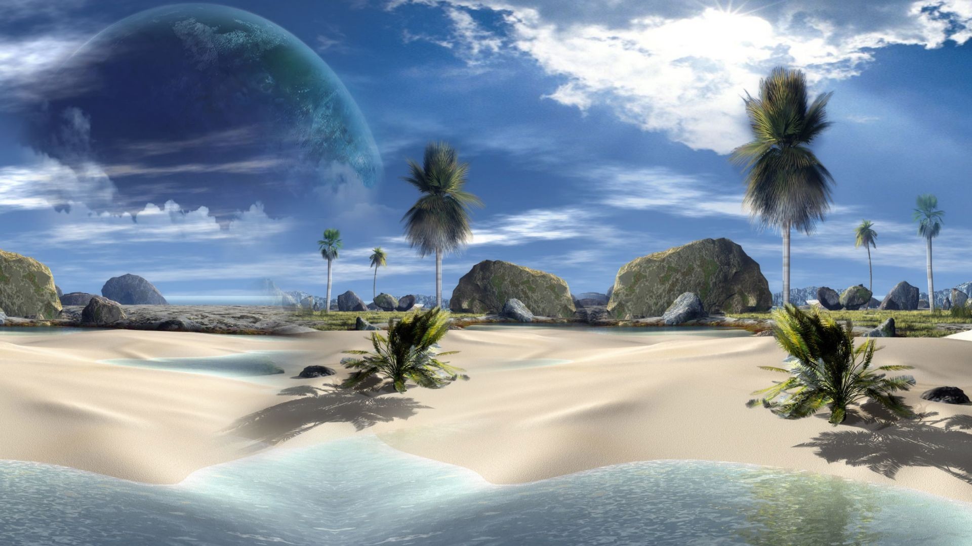Cute 3d Beach Desktop Wallpaper HD
