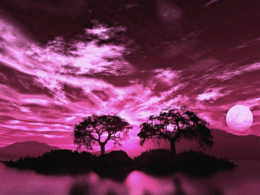 Pink Moon Sky Wallpaper HD