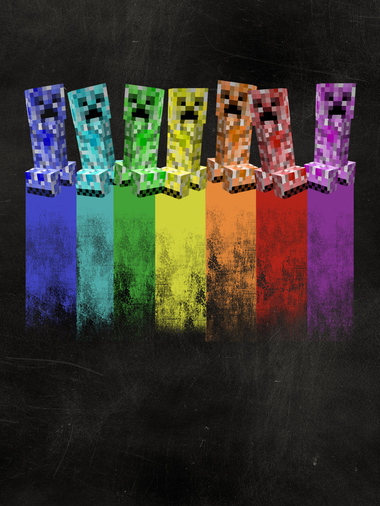 For Minecraft Rainbow Creeper Displaying Image