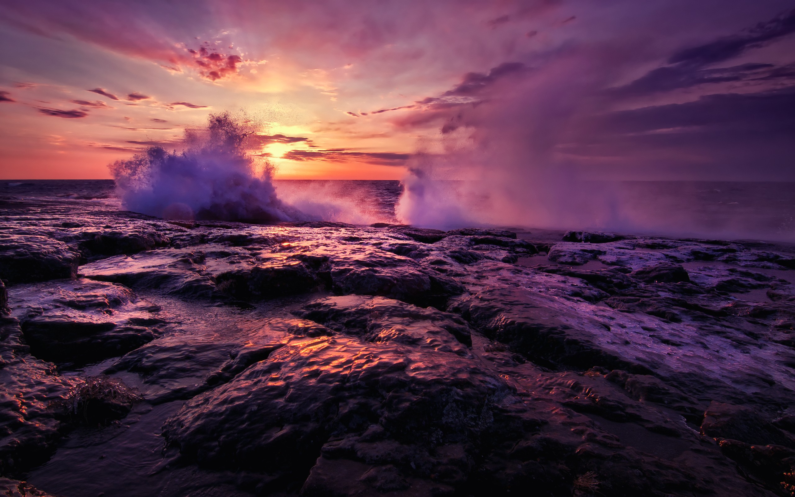 Ocean Waves Sunset Wallpapers   First HD Wallpapers 2560x1600