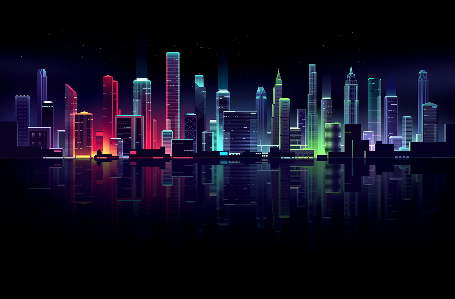 Cityscape Wallpaper Neon City