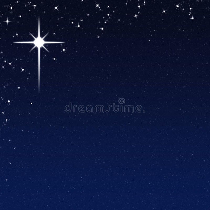 Christmas Star On A Starry Night Sky Background