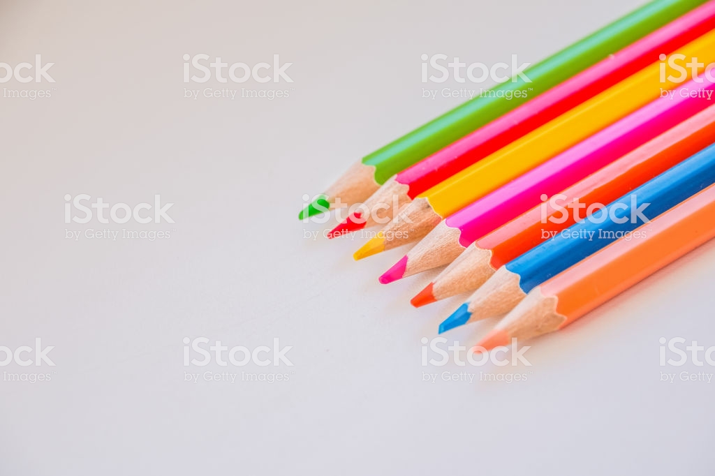 Organized Colorful Wooden Pencils Isolated On The White Background