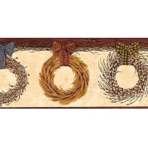 Free download Country Wreaths Wallpaper Border Primitive Berry Garland