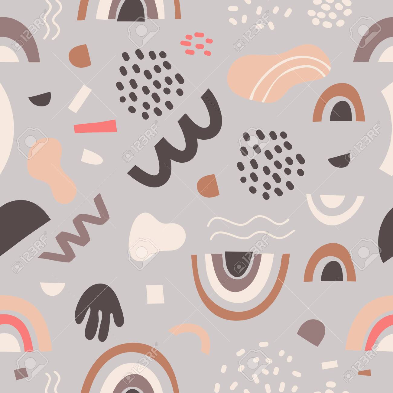 Seamless Pattern With Abstract Shapes Neutral Abstract Geometric