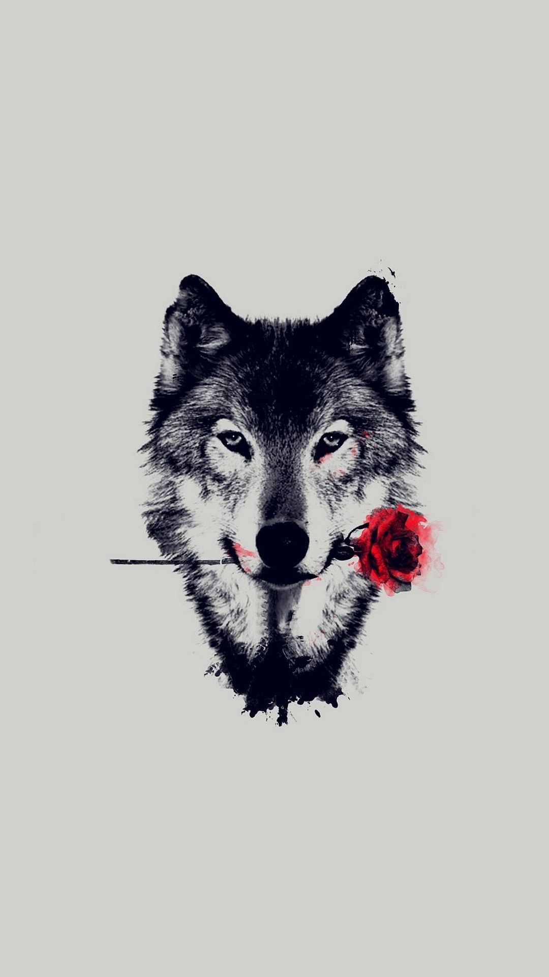 Wolf Red Rose Art Wallpaper iPhone Papel De Parede Lobo