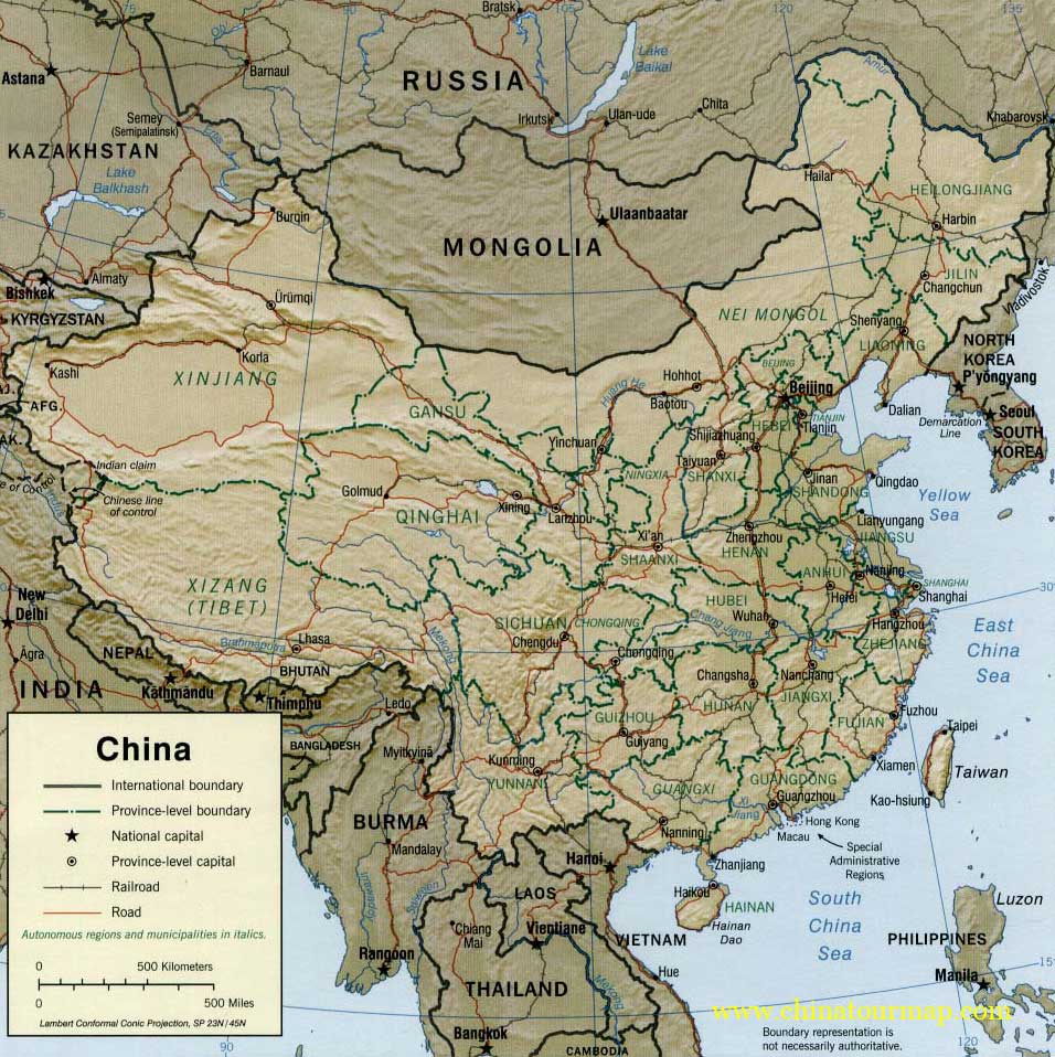 China Relief Map Maps Of English