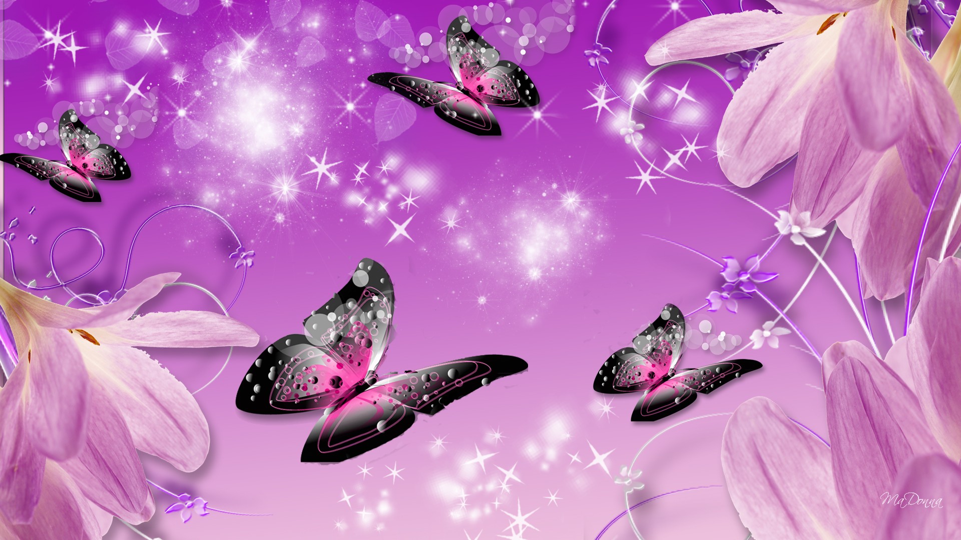 Purple Butterfly Wallpaper Pink Heart Light Morpho 3d