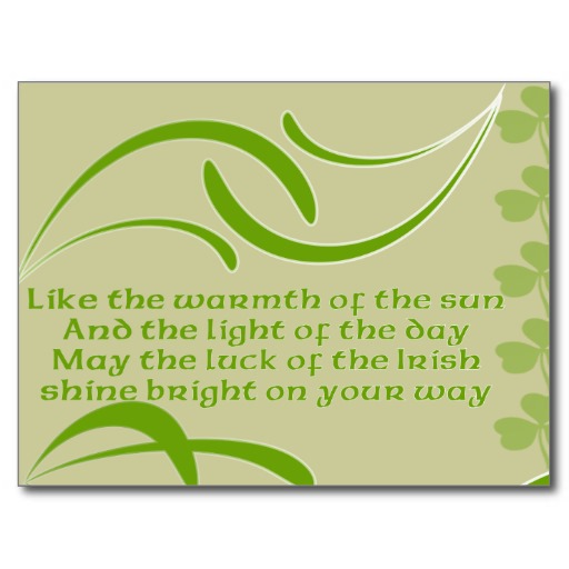 Irish Blessings Cartoon Rabbit Shamrocks Postcard