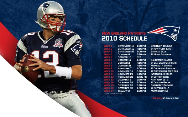 New England Patriots Schedule Wallpaper Featuring Tom Brady