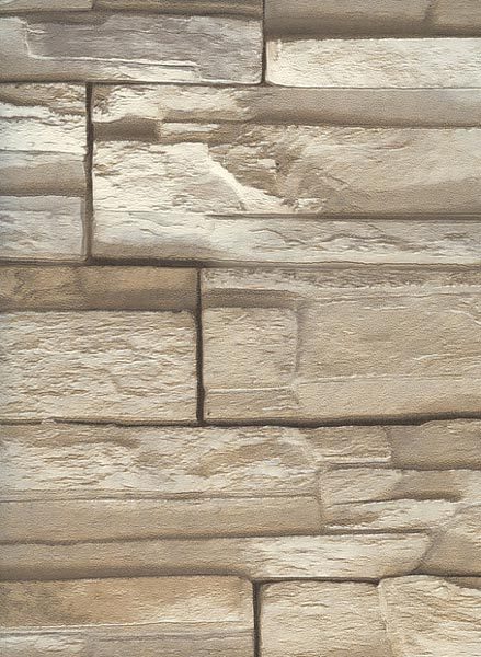 Travertine Taupe White Stacked Stone Textured Wallpaper RN1041
