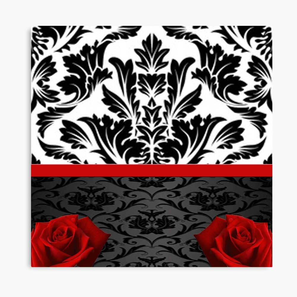 Black White Damask Red Roses Poster for Sale by personaleffects