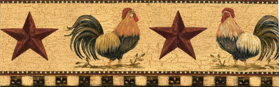 Primitive Rooster Wall Border Wallpaper Country Decor