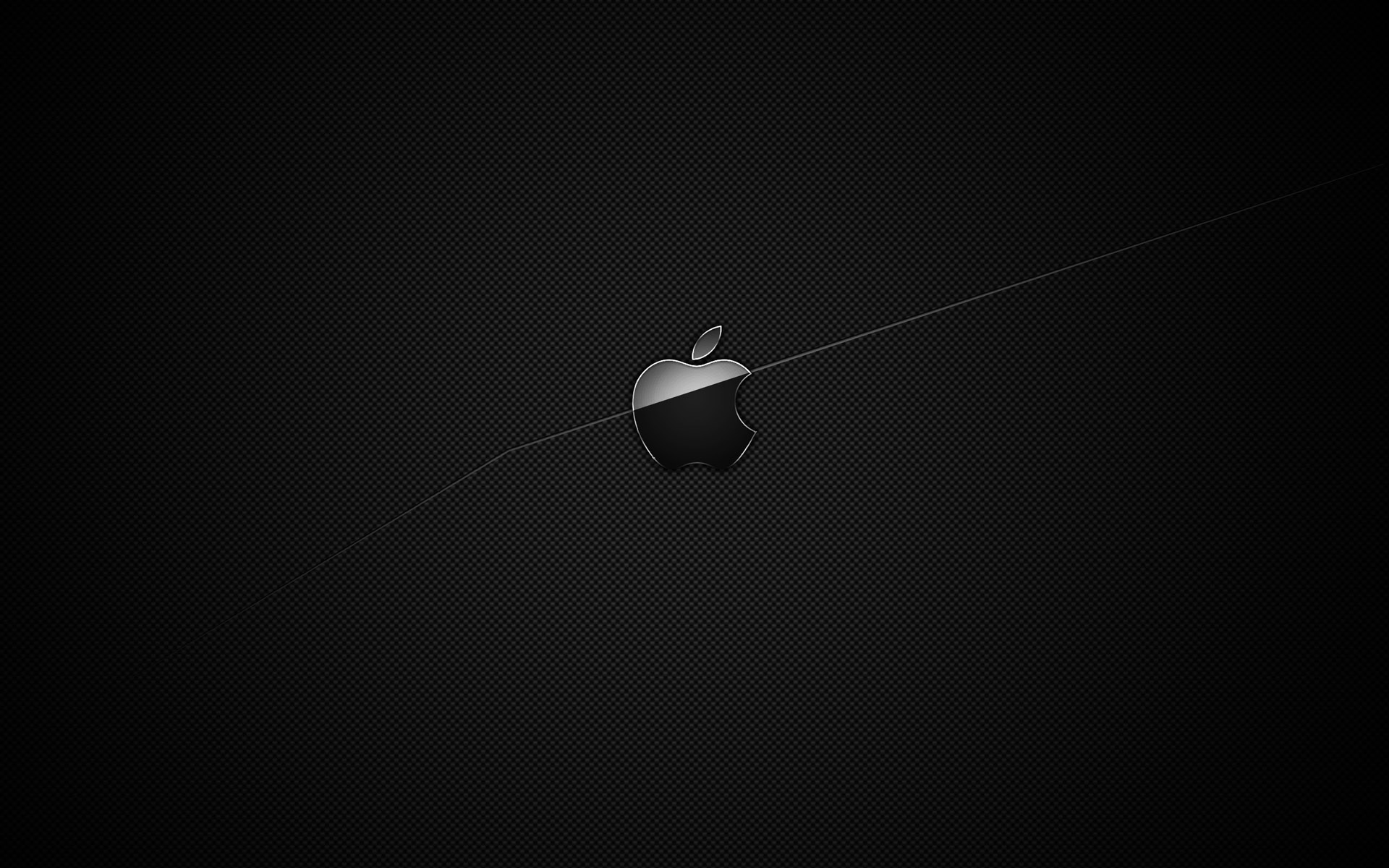 Black Apple Symbol On Dark Background Half Part Lighted Up A