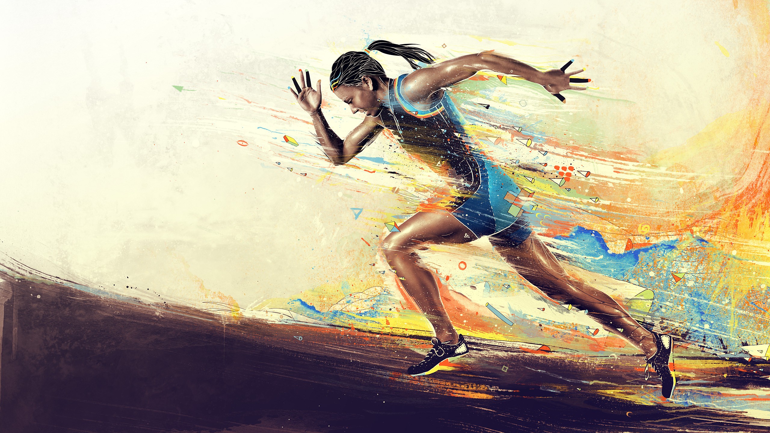 Woman Running Desktop Pc And Mac Wallpaper