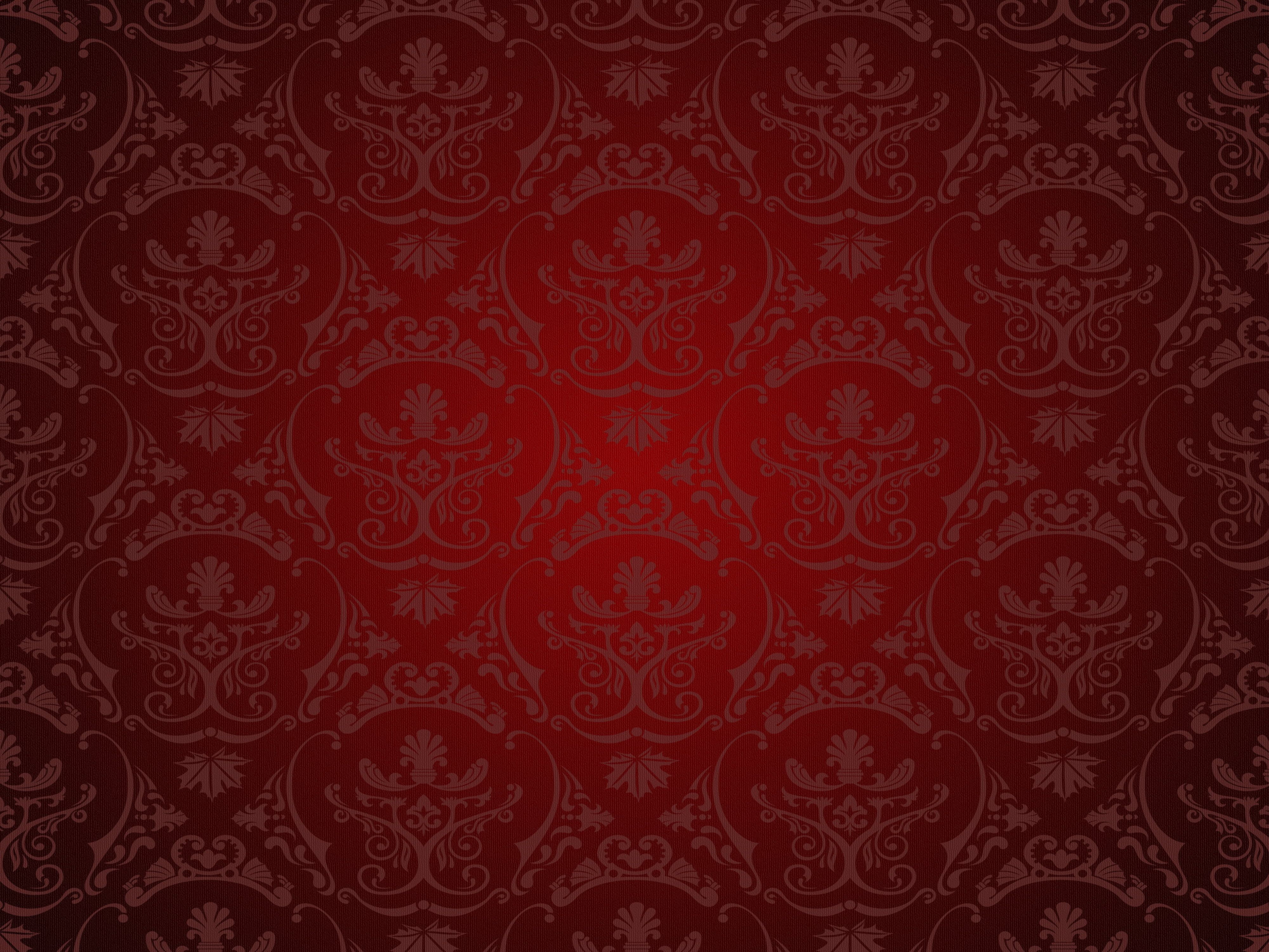 Red And White Floral Illustration Retro Pattern Vector Dark