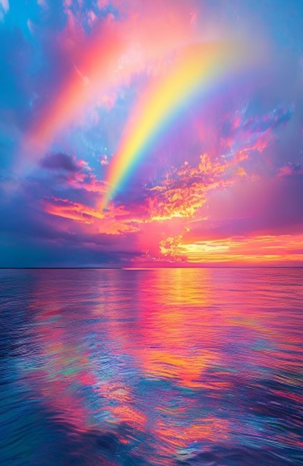 Sunset Ocean Rainbow Wallpaper
