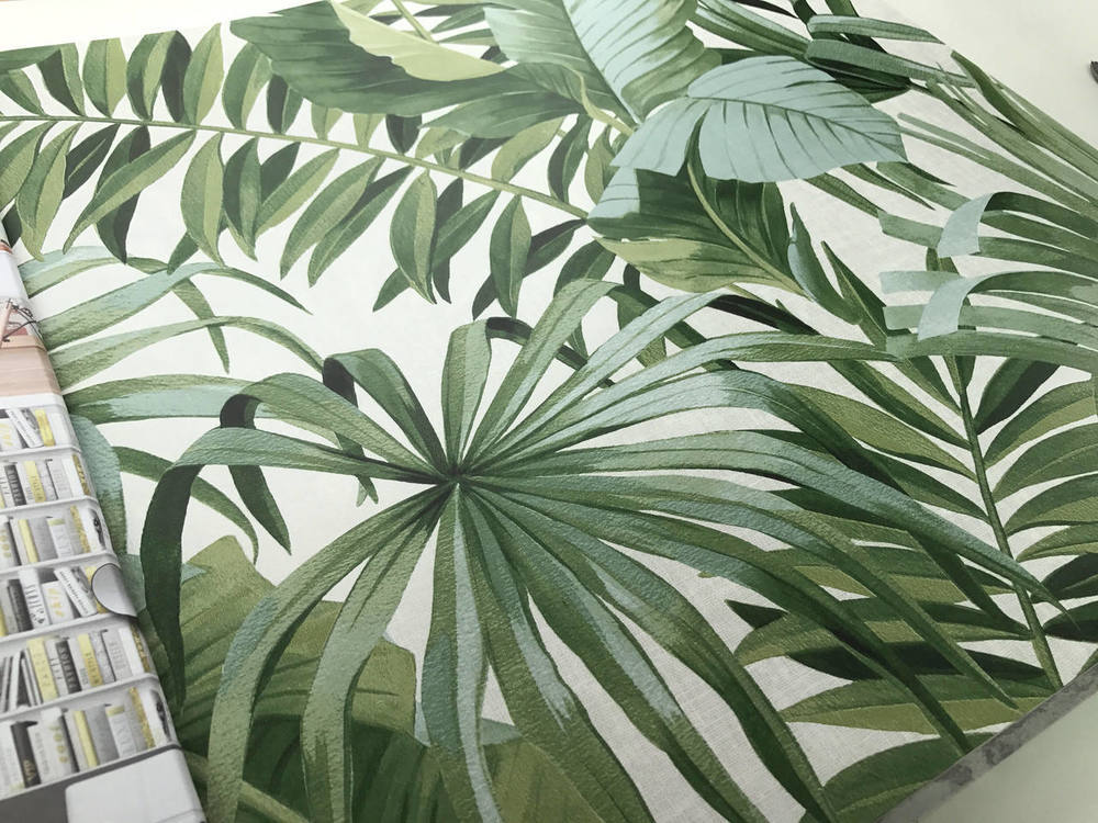 Alfresco Palm Leaf Green Natty Polly Wallpaper Australia