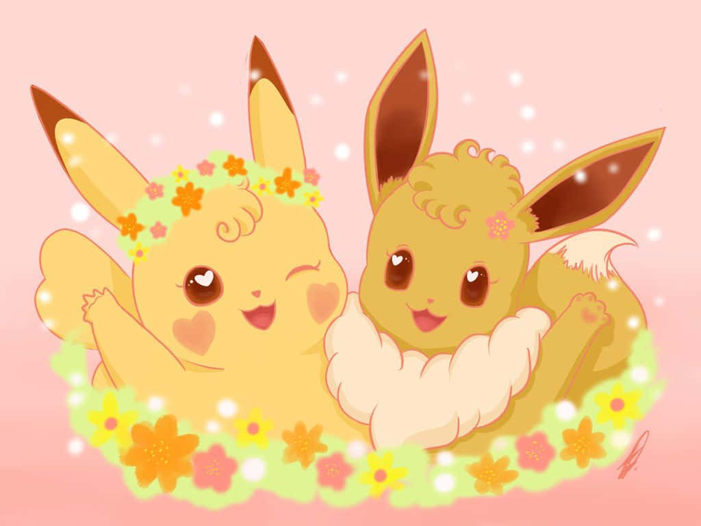 Cute Pikachu And Eevee Wallpaper