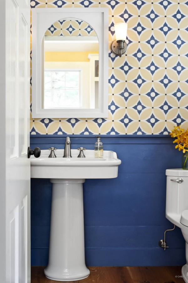 Free Download Yellow And Blue Bathroom Wallpaper For The Powder Room The Inspired 600x902 For Your Desktop Mobile Tablet Explore 49 Blue Wallpaper For Bathroom Blue Wallpapers For Bedroom