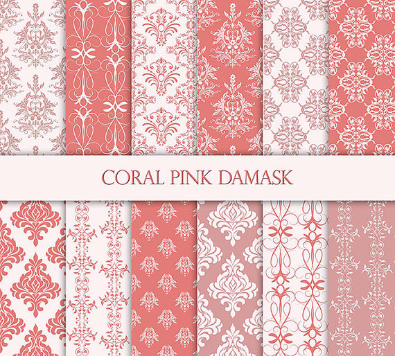 [46+] Coral Damask Wallpapers WallpaperSafari