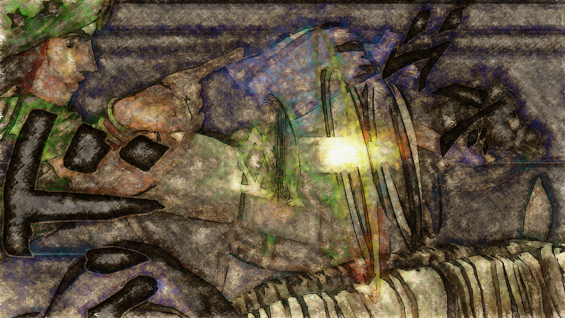 Abstract Painting of a Figure Playing a Piano