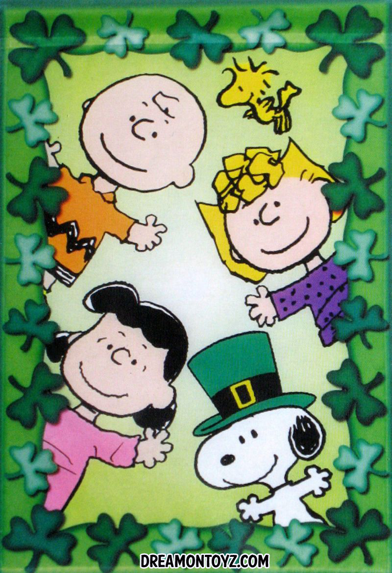 Sally Brown Lucy Van Pelt And Snoopy Surrounded By Shamrocks