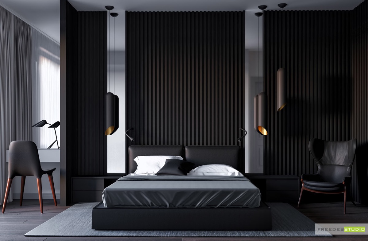 Bedroom Decorating with Black Wallpaper, 2 Modern Wall Decoration Ideas