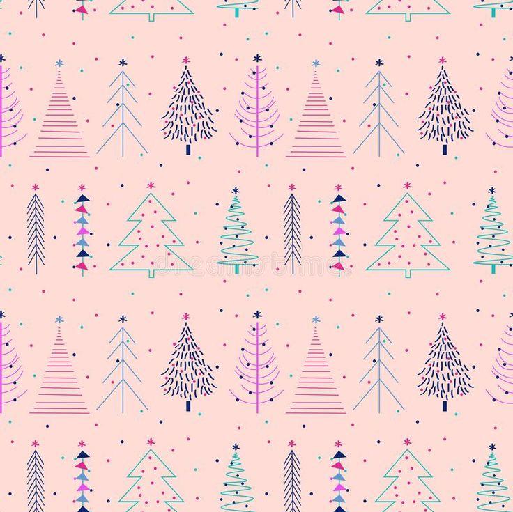 Seamless Pattern With Christmas Tree Blue
