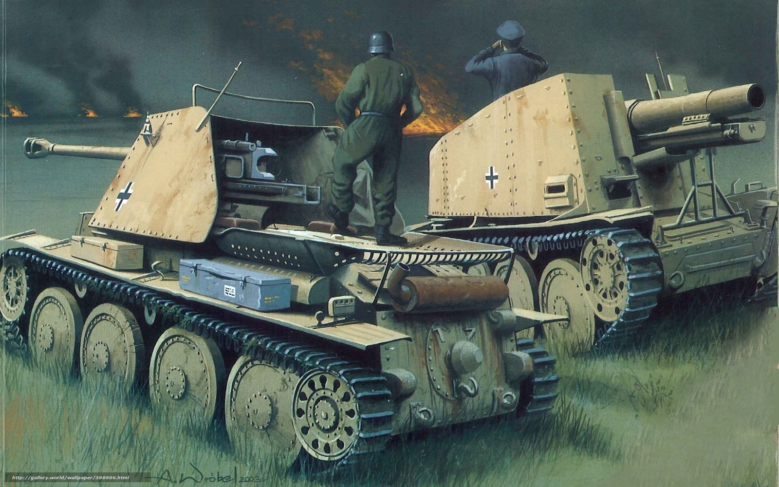 Wallpaper Panzerjager Marder Ww2 Military Art Desktop