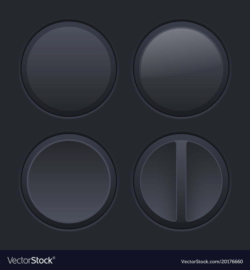 Round Black Plastic Buttons On Matted Background Vector Image