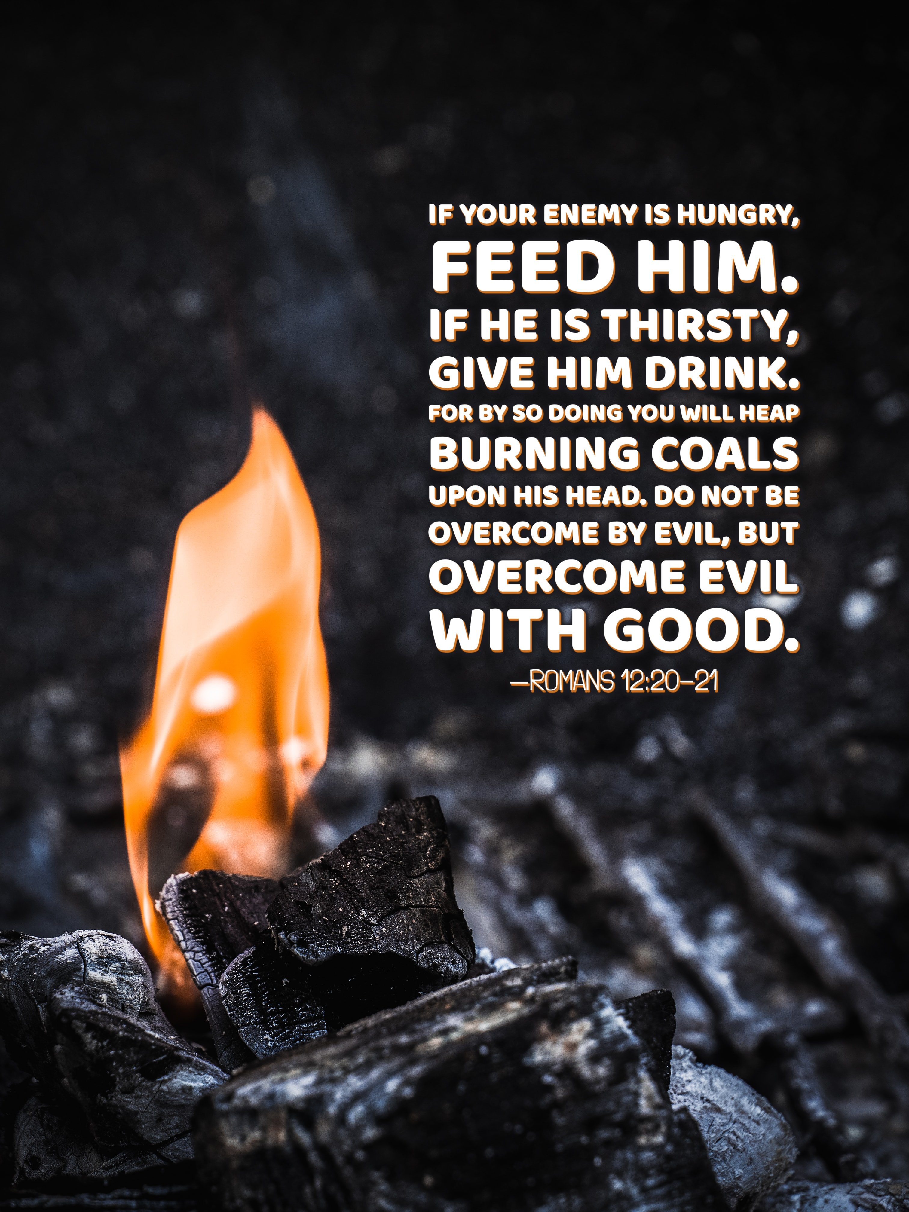 Burning Coals Overe Evil With Good Christian Wallpaper Quote