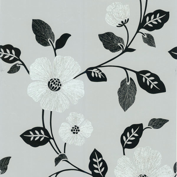 Maddison Silver French Floral Wallpaper Bolt Contemporary