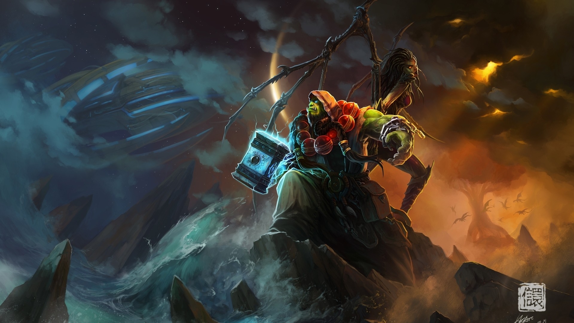 Ocean World Of Warcraft Fantasy Art Thrall Shaman Wallpaper