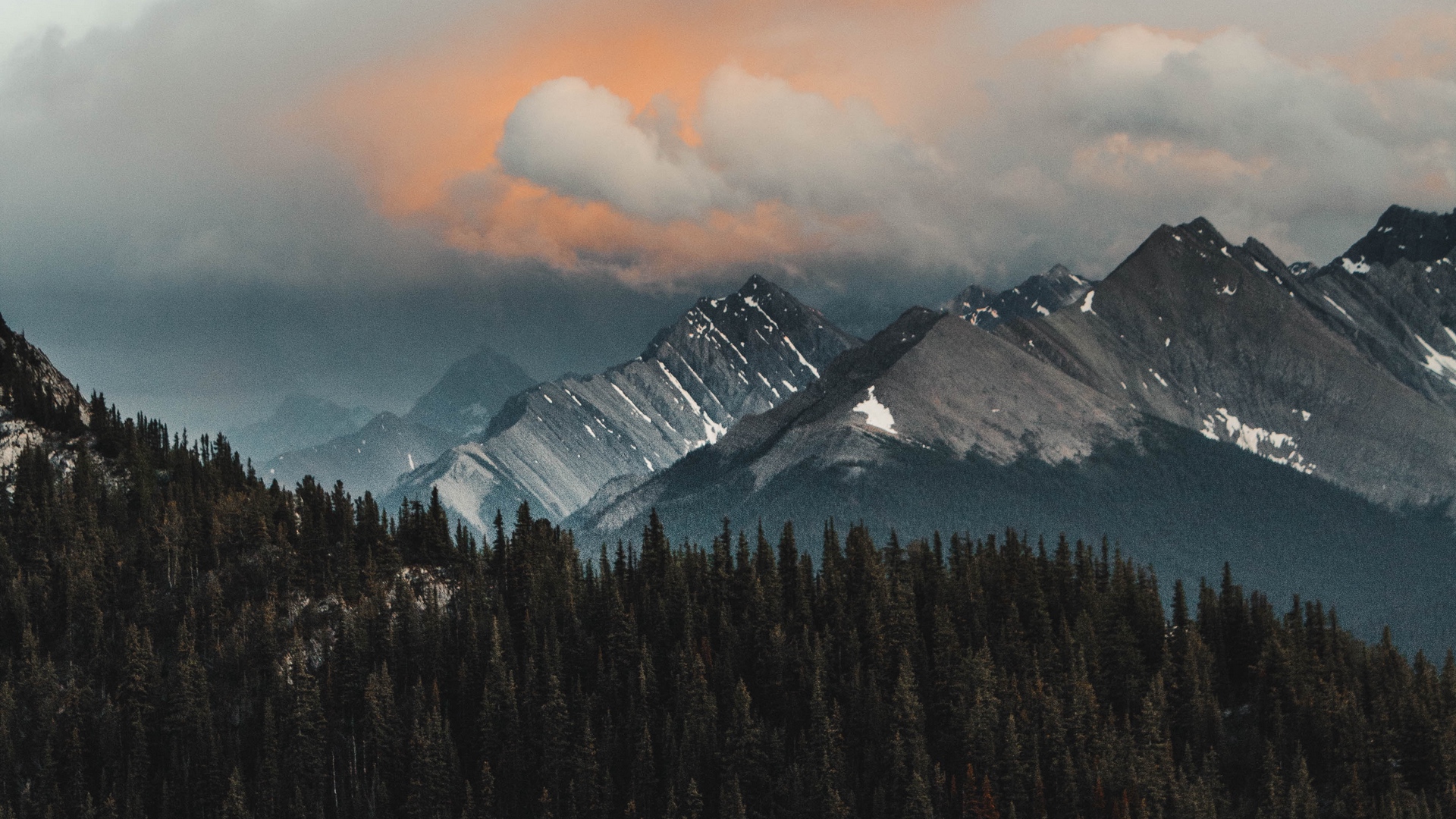 Download wallpaper 1920x1080 mountains forest clouds mountain