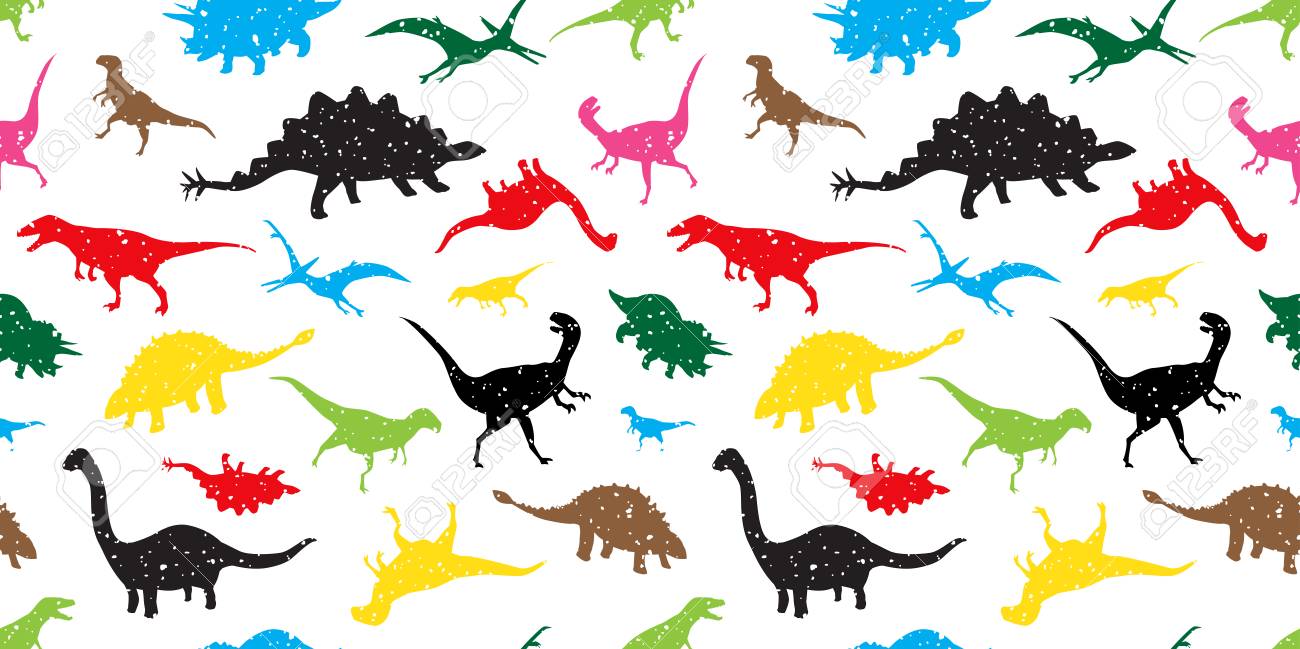 Seamless Pattern Dino Dinosaur Vector Isolated Wallpaper