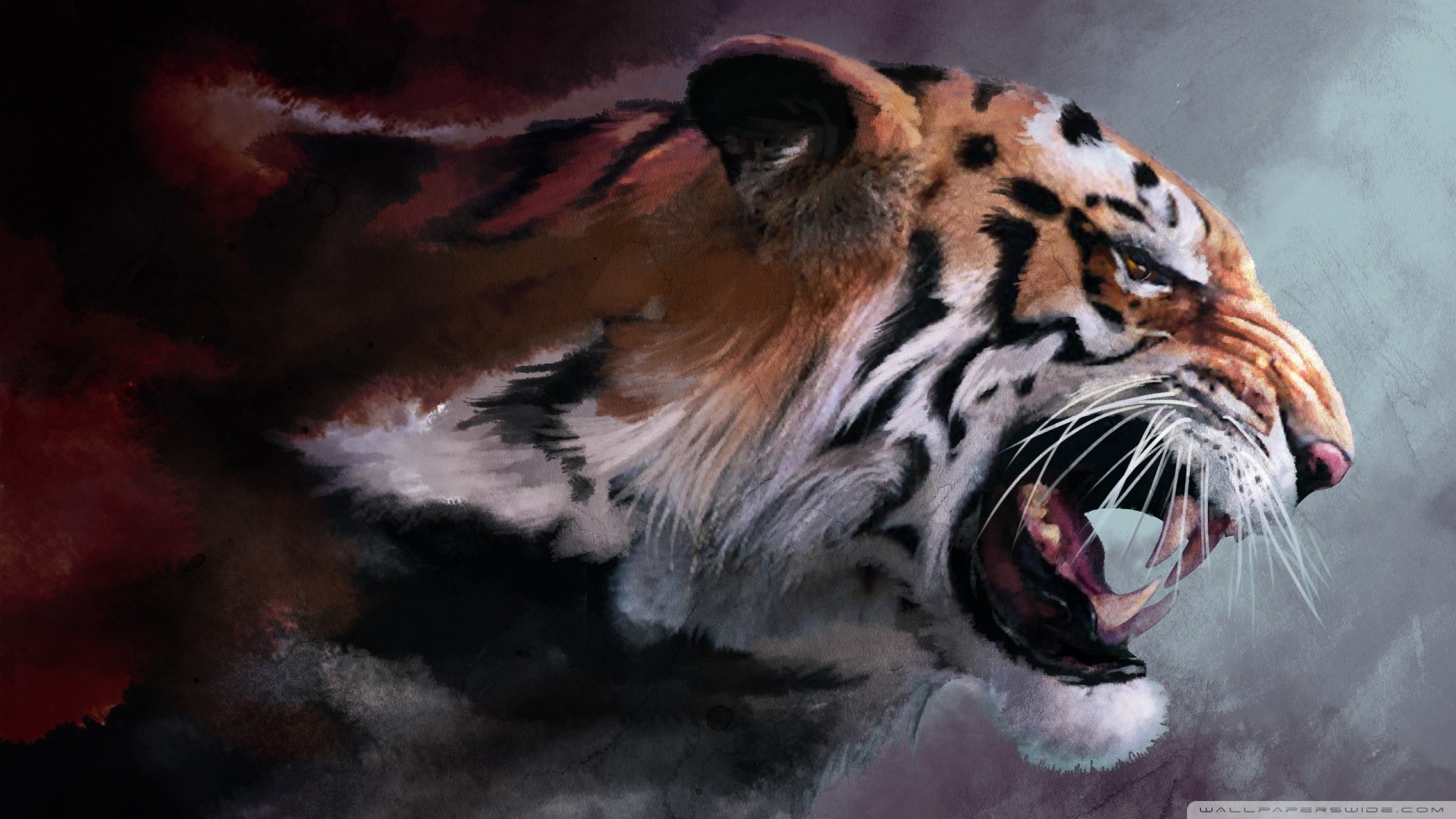 Angry Tiger Painting 4k HD Desktop Wallpaper For Ultra Tv