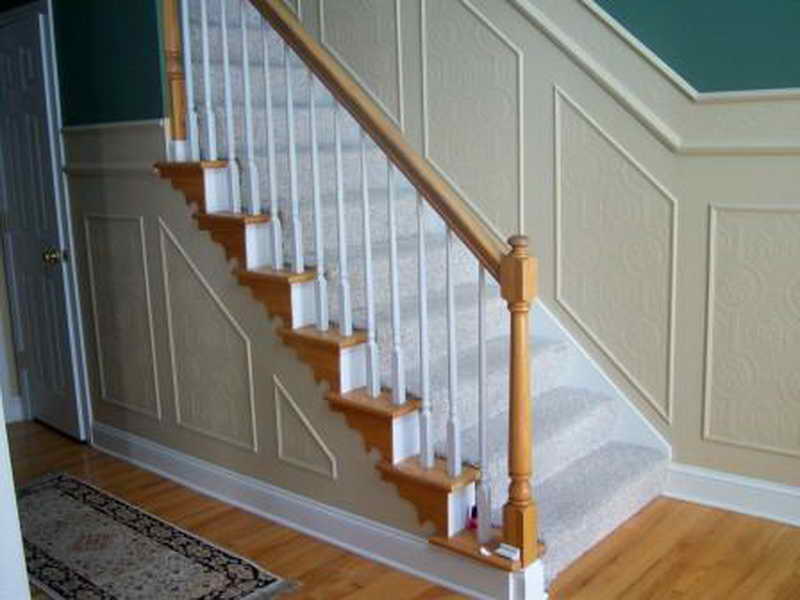 Install Faux Wainscoting Wallpaper Stair