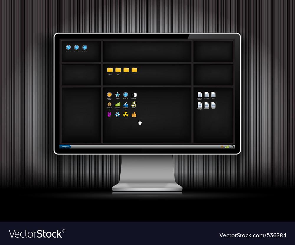 Dark desktop background with shelfs Royalty Free Vector