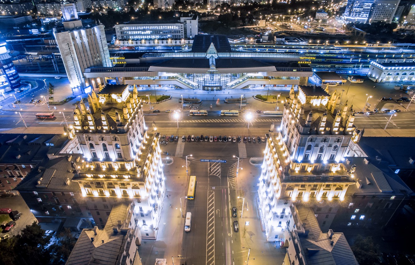 Wallpaper Night The City Height Backlight Station Belarus