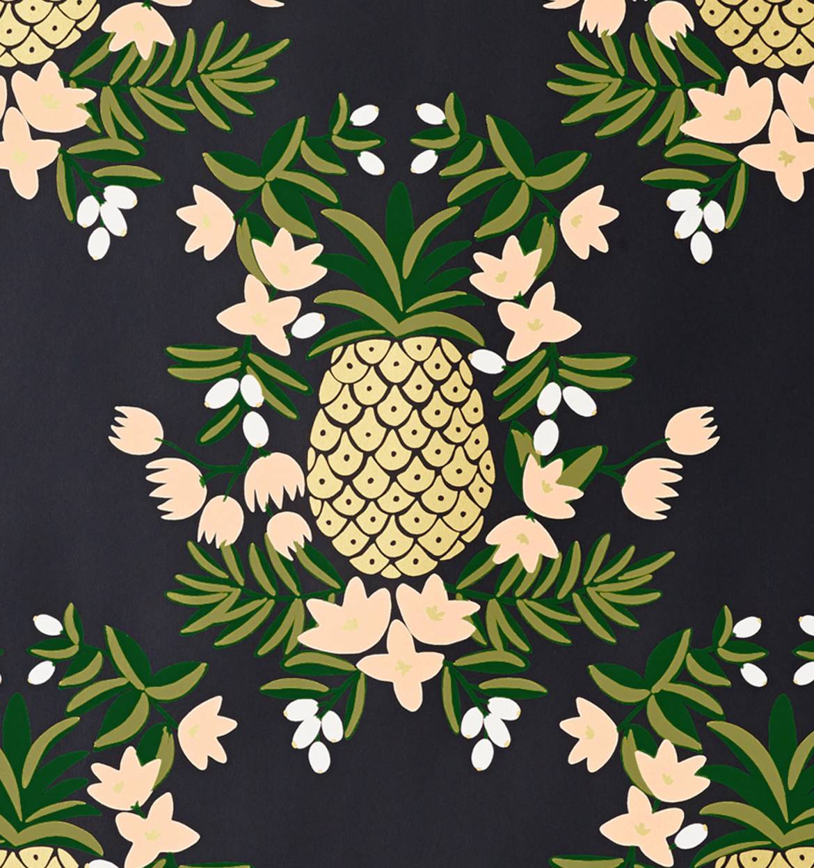 Pineapple Ebony Wallpaper By Rifle Paper Co Made In Usa