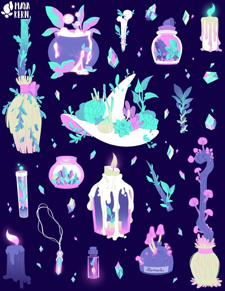 Pastel Goth Cyber Witch Wallpaper