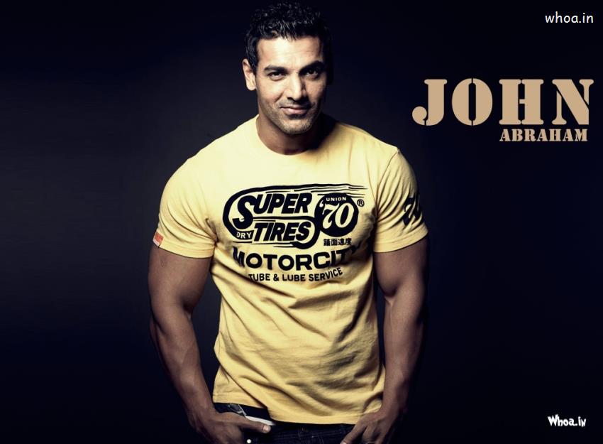 John Abraham In Yellow Stylish T Shirt HD Wallpaper Bollywood Actor