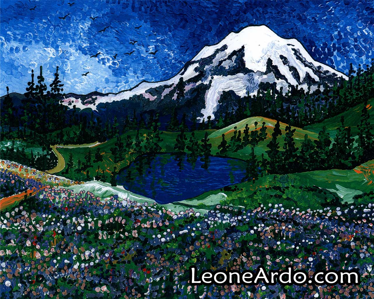 Desktop Wallpaper Featuring Original Seattle Themed Paintings And