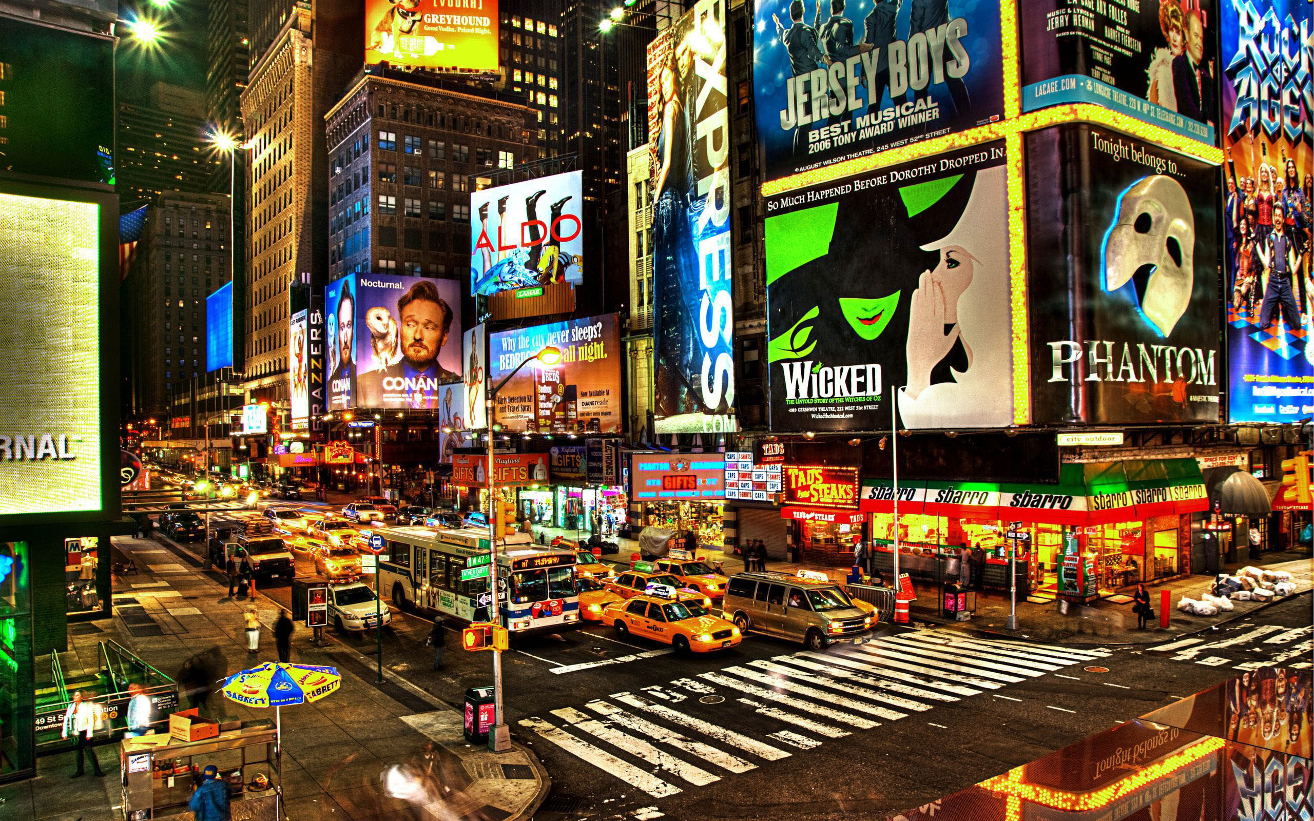 New York City Streets at Night HD Wallpaper Background Images