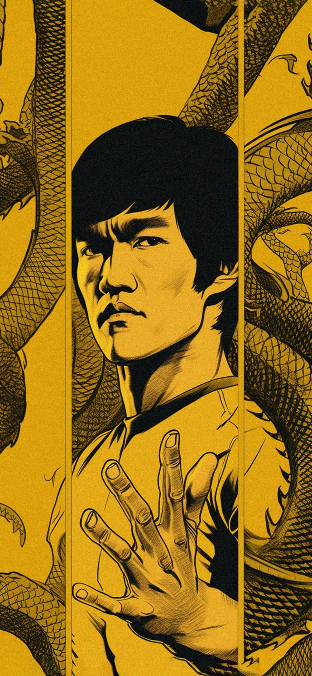 Bruce Lee Yellow Wallpaper For iPhone 4k